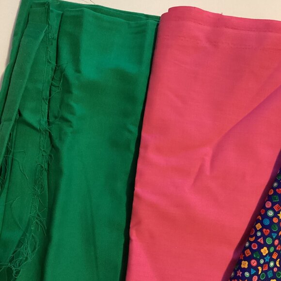 Bundle of 3 Cotton Fabrics Sewing Quilting Material Green Pink - Picture 2 of 3